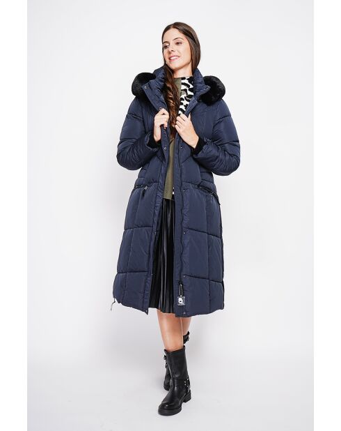 Doudoune longue bleu nuit