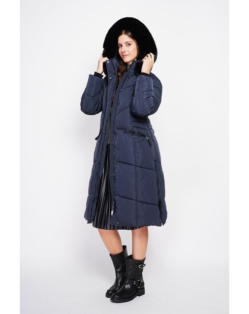 Doudoune longue bleu nuit