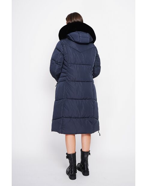 Doudoune longue bleu nuit