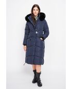 Doudoune longue bleu nuit