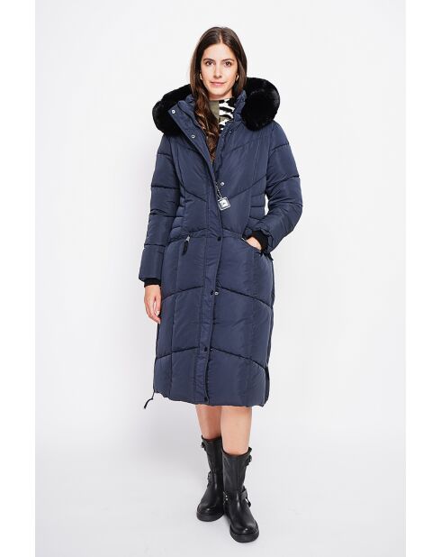 Doudoune longue bleu nuit