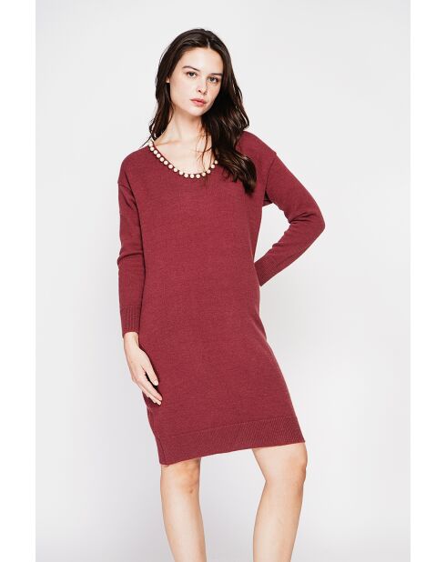 Robe col perle bordeaux