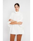 Pull poncho col roulé naturel