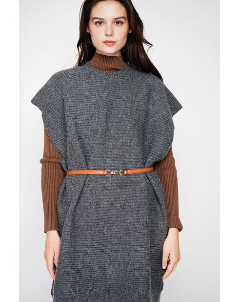 Robe poncho col rond loup