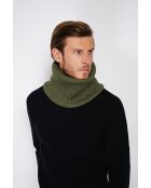 Khakifarbenes Halsband aus gerippter Kaschmirmischung