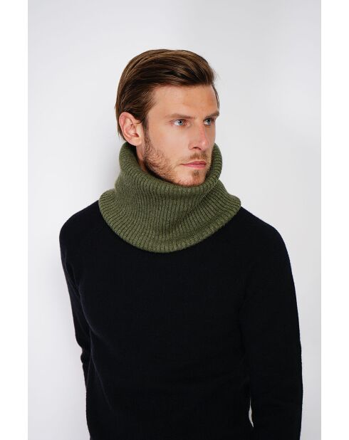 Gargantilla acanalada caqui en mezcla de cachemir