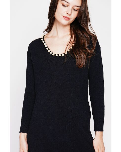 Robe col perle noir