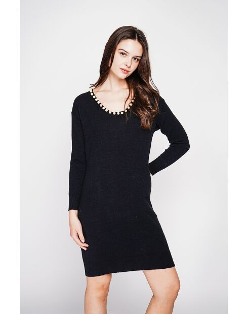Robe col perle noir