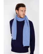 Pañuelo azul vaquero acanalado en mezcla de cachemir - 170x30 cm
