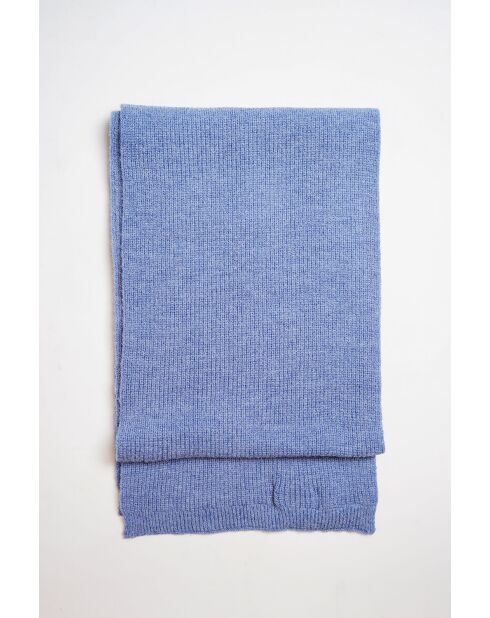 Pañuelo azul vaquero acanalado en mezcla de cachemir - 170x30 cm