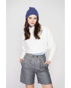 Poncho court col roulé naturel