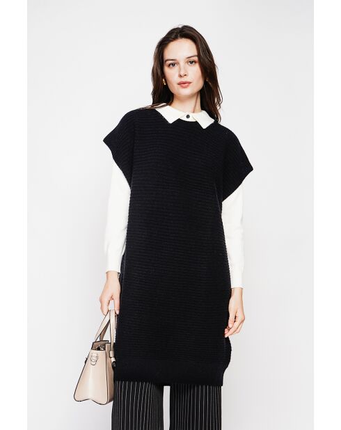 Robe poncho col rond noire