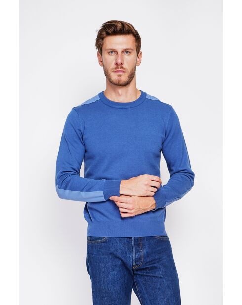 Pull col rond bleu jean
