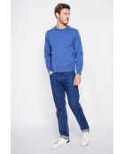 Pull col rond bleu jean