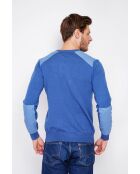 Pull col rond bleu jean