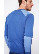 Pull col rond bleu jean