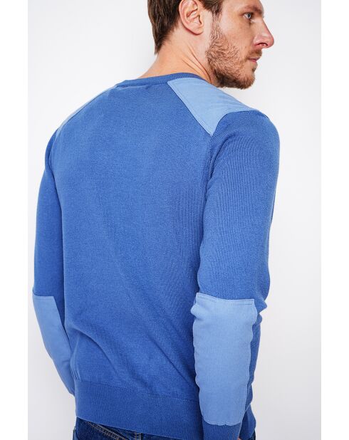 Pull col rond bleu jean