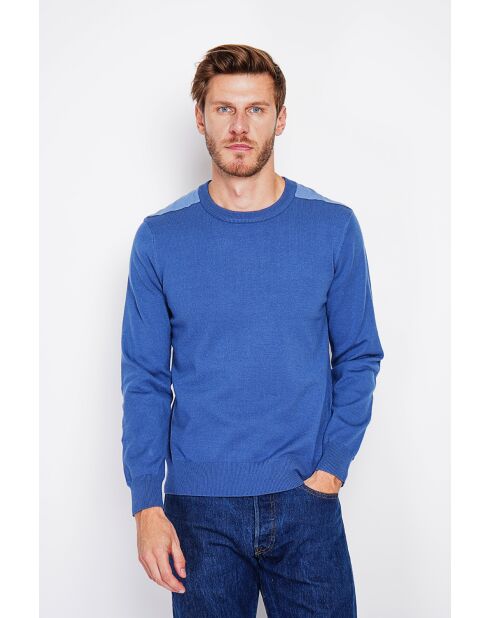 Pull col rond bleu jean