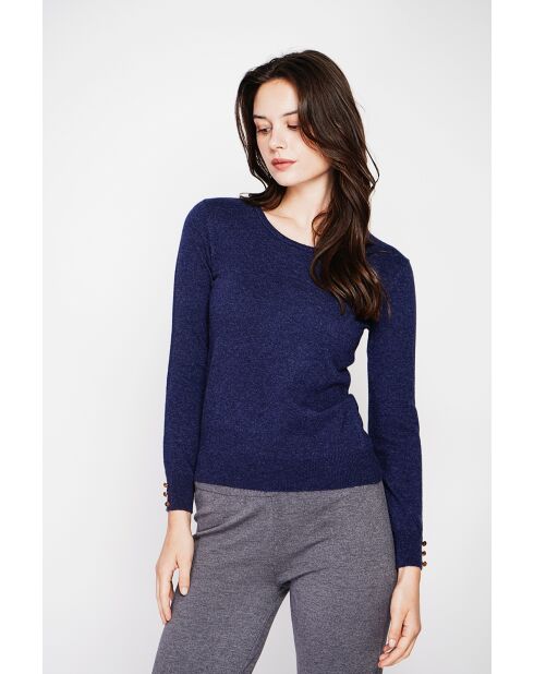 Pull col rond classique bleu nuit