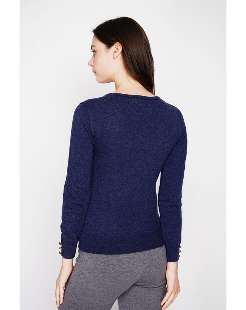 Pull col rond classique bleu nuit