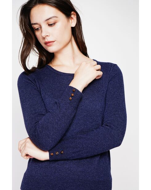 Pull col rond classique bleu nuit