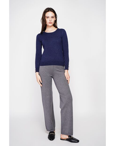 Pull col rond classique bleu nuit