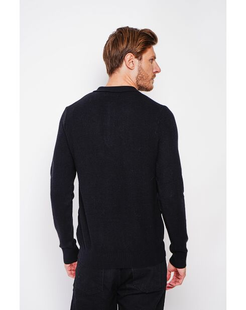 Pull polo demi zippé noir