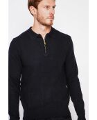 Pull polo demi zippé noir