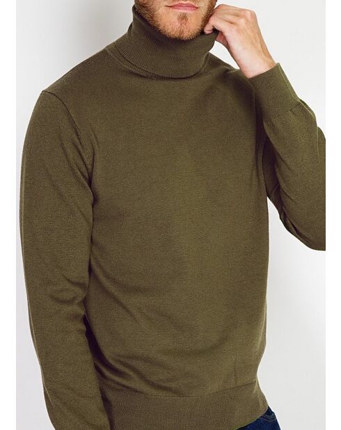 Pull col roulé kaki