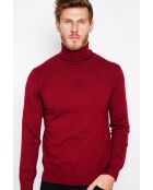 Pull col roule bordeaux
