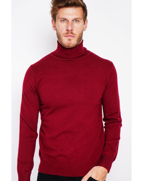 Pull col roule bordeaux