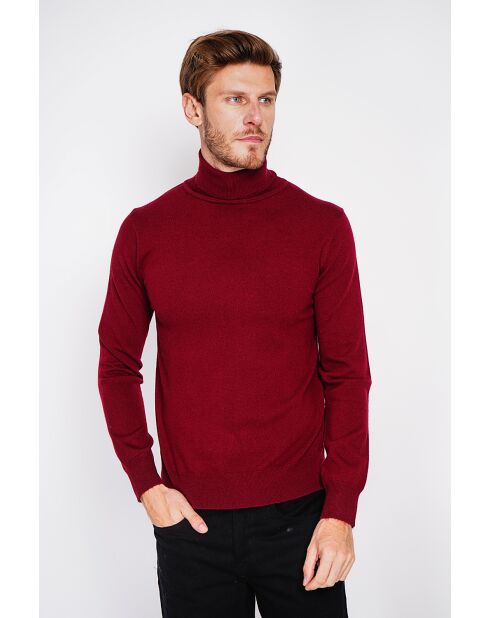 Pull col roule bordeaux
