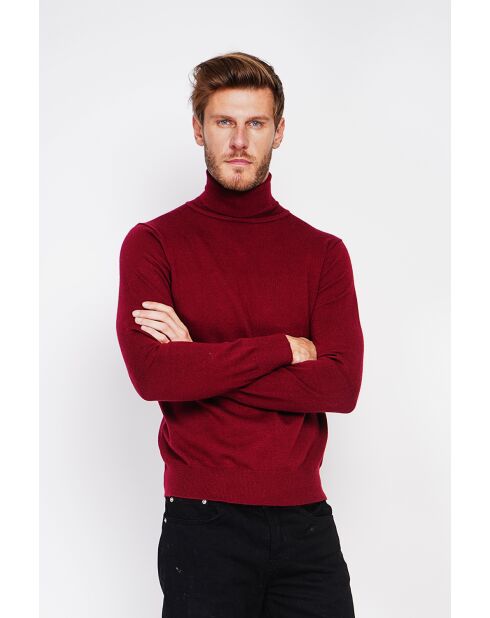 Pull col roule bordeaux