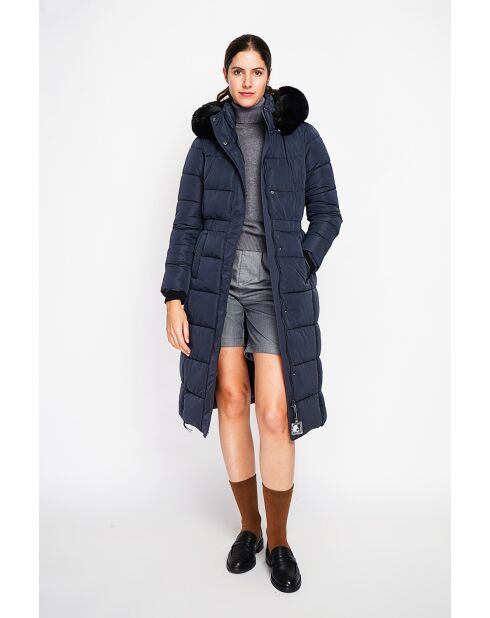 Doudoune longue bleu nuit