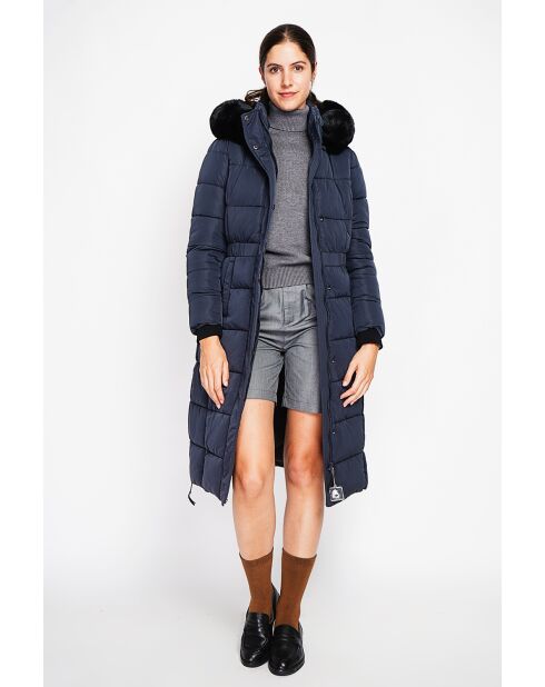 Doudoune longue bleu nuit