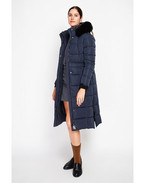 Doudoune longue bleu nuit