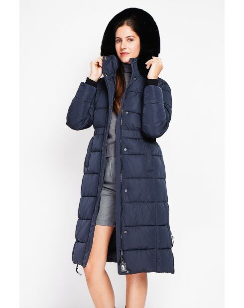 Doudoune longue bleu nuit