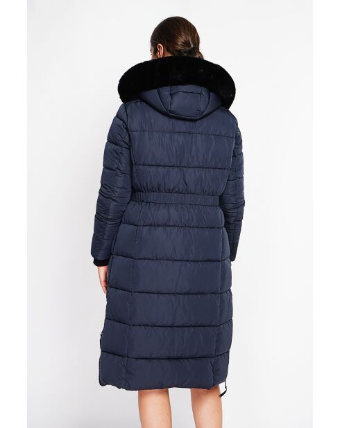 Doudoune longue bleu nuit