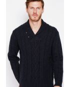 Pull col châle noir