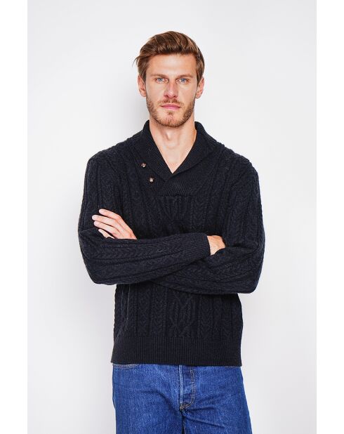 Pull col châle noir