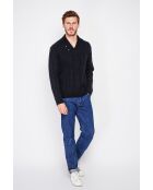 Pull col châle noir