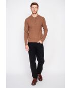Pull polo demi zippé marron