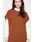 Robe poncho col rond marron