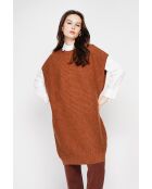 Robe poncho col rond marron