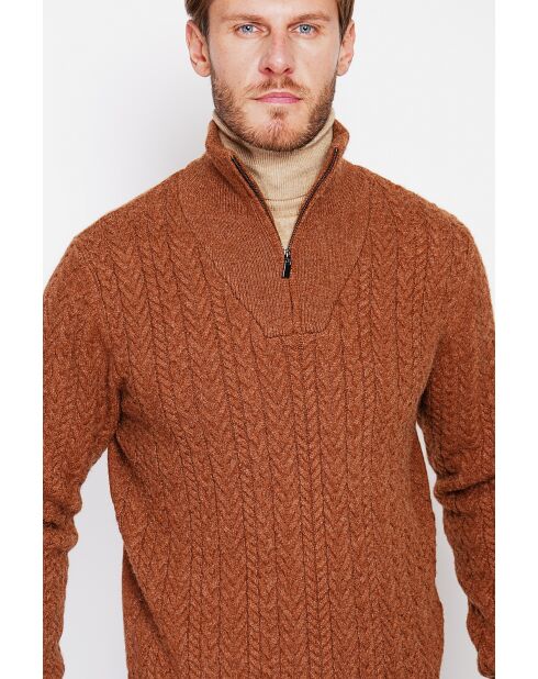 Pull col camionneur marron