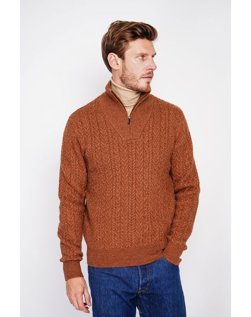 Pull col camionneur marron