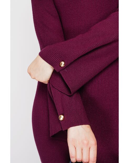 Robe col montant bordeaux