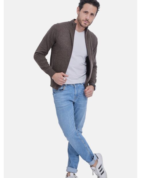 Gilet zippé classique café