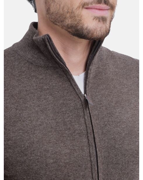 Gilet zippé classique café