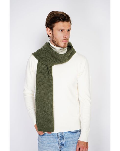 Bufanda acanalada caqui en mezcla de cachemir - 170x30 cm